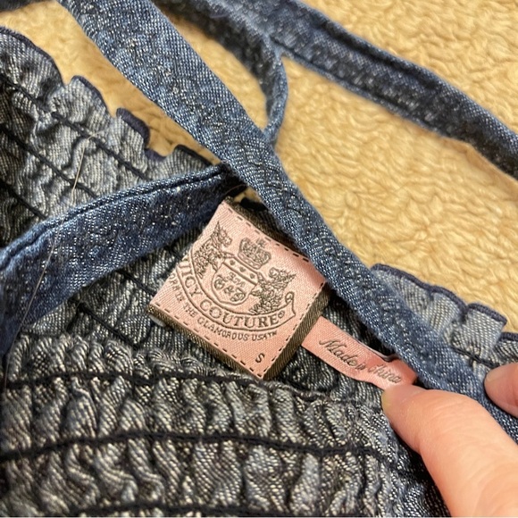 JUICY COUTURE Cotton Linen Denim Eyelet Dress Navy - S - Picture 3 of 11